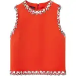 GUCCI Crêpe Wool Silk Top With Embroidery