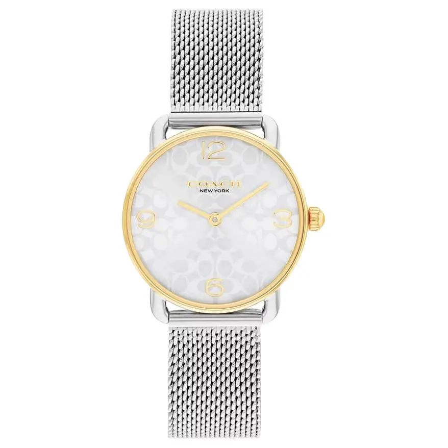 COACH Elliot Wrist Watches Quartz Movement Stainless Steel Strap 28mm White Dial Women's Watch 30m Water Resistant