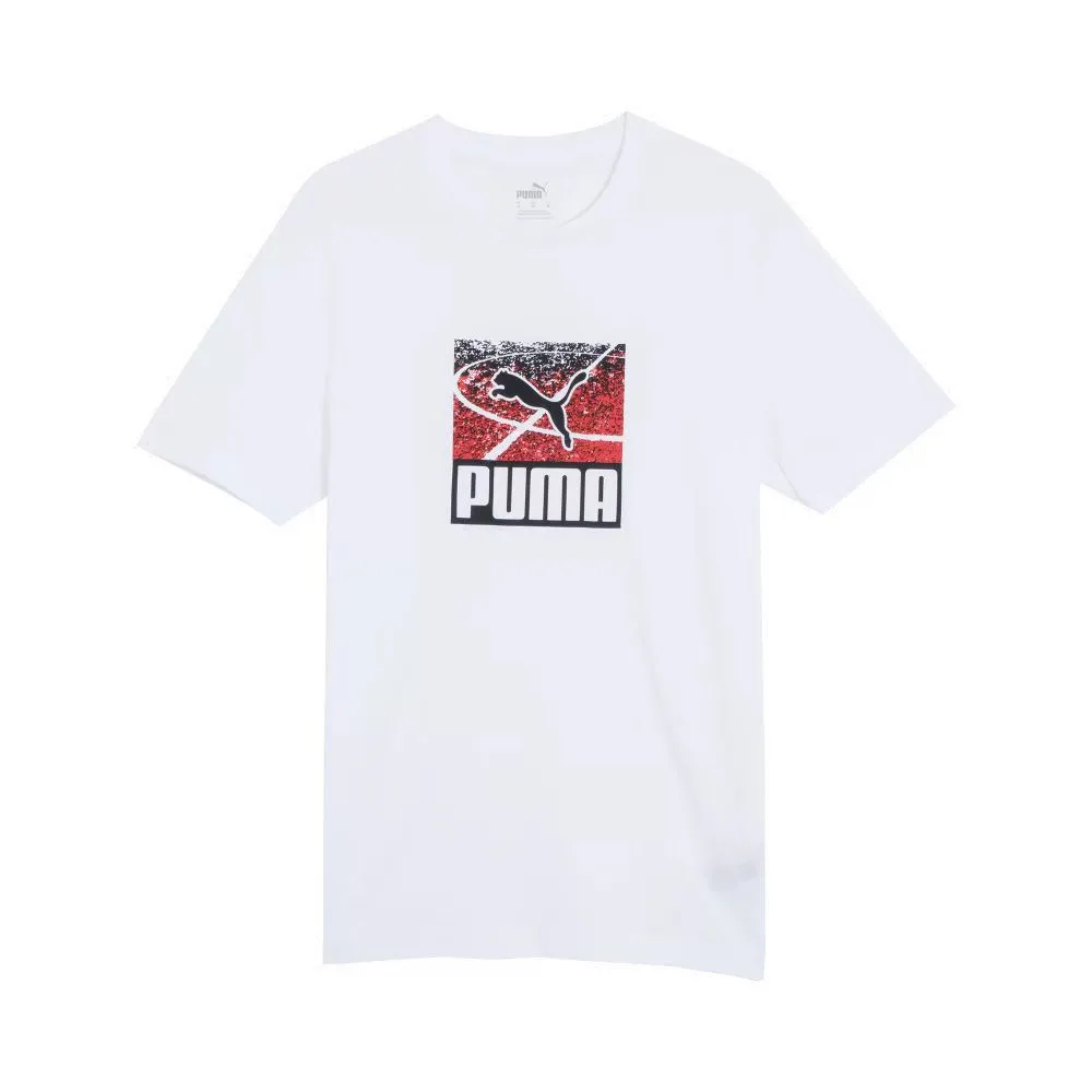 PUMA GRAPHICS T-Shirts Unisex White Crew Neck Moderate