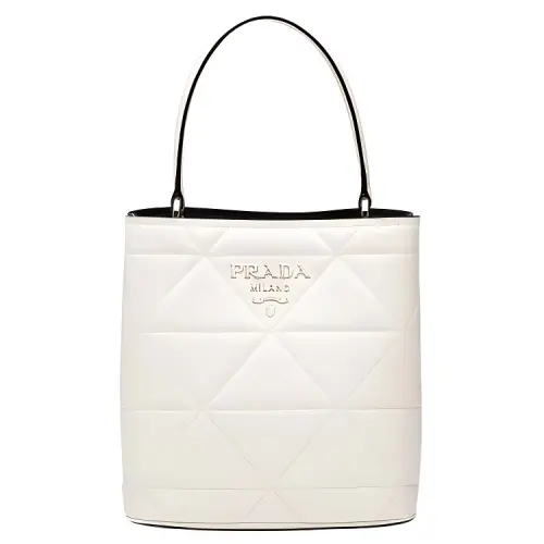 PRADA Spectrum Leather Handbag Women's Chalk White