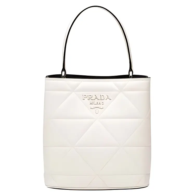 PRADA Spectrum Leather Handbag Women's Chalk White