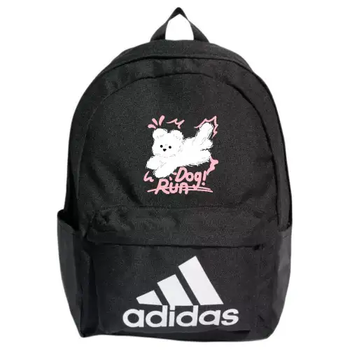 Adidas, cartoon sports black backpack for leisure for men and women, custom-made, for beloved