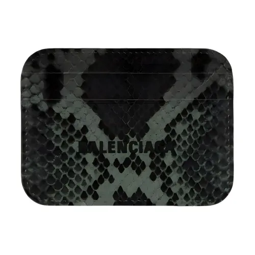Balenciaga Cow Leather Card Holder Women's Dark Green