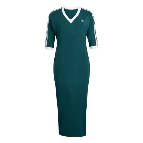 Adidas Originals Adicolor Classics 3 Stripes V Neck Maxi Dress Plus Size