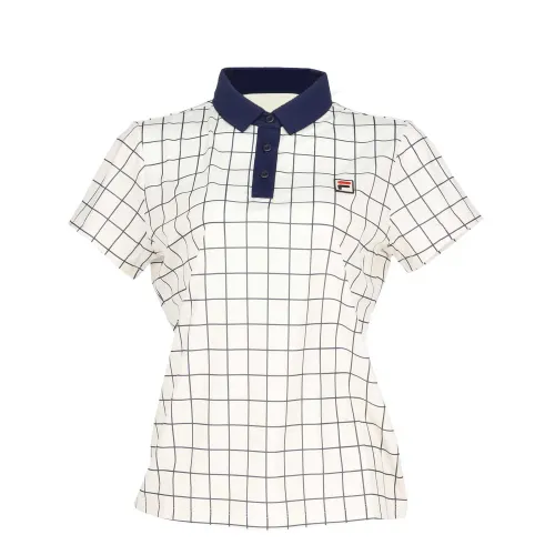 FILA Polo Shirts Women's White/Black Polo Collar Moderate