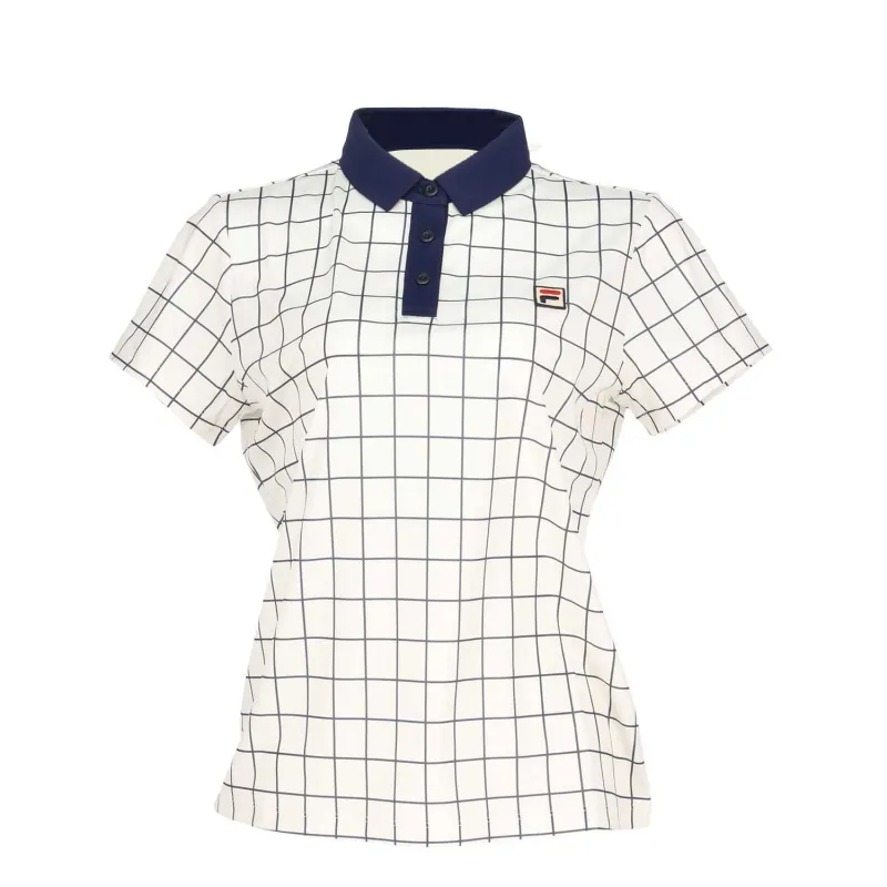FILA Polo Shirts Women's White/Black Polo Collar Moderate