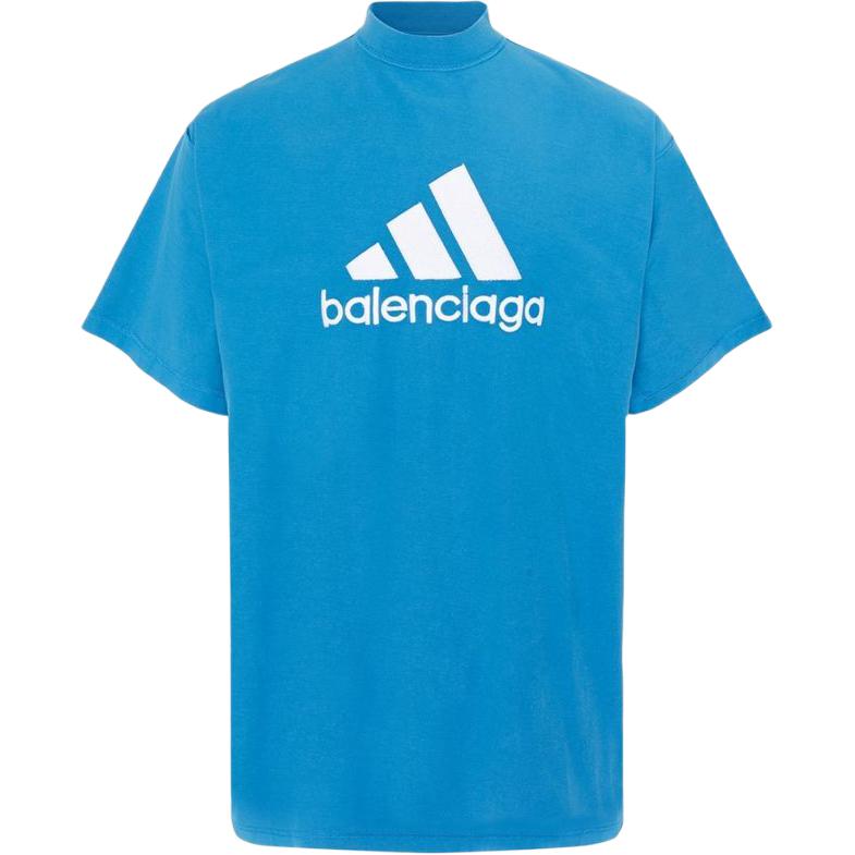 Мужская футболка Balenciaga × adidas (синяя)