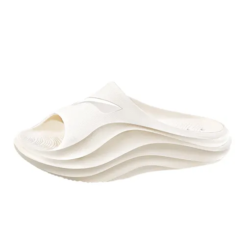 Li Ning Abrasion Resistant Cushioning Slip Resistant Slide Slippers Unisex Ecru