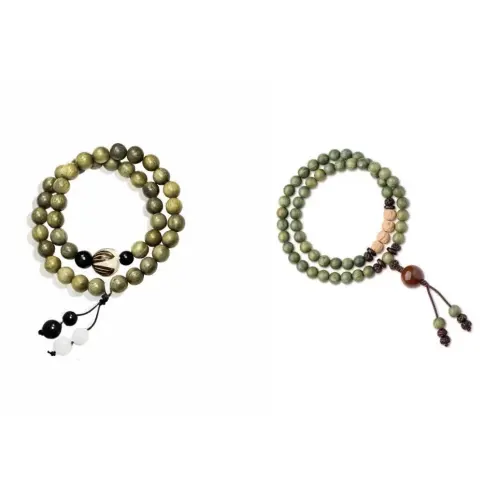 MY Green Sandalwood Beaded Bracelets Unisex