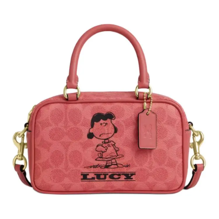 COACH X PEANUTS Collaboration Lucy Coated Canvas With Leather Shoulder Bag, Crossbody Bag, Handbag Small Women's Red