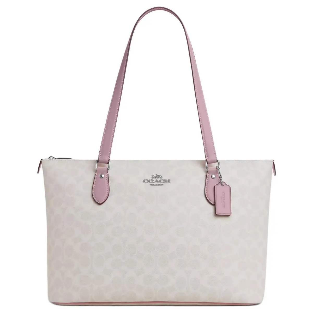 COACH GallerySignature Coated Canvas Tote Bag, Shopping Bag, Shoulder Bag Large Women's White & Pink