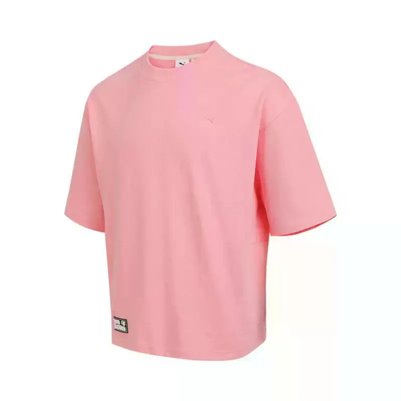 PUMA T-Shirts Unisex Pink Crew Neck