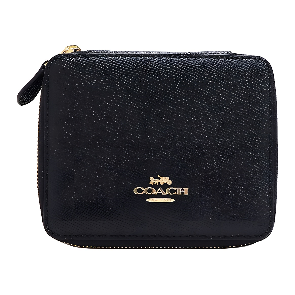 COACH Coach Jewelry Box Zipper Jewelry Box Jewelry Box Cross-grain Leather Storage Box Regular Unisex Couple Style Black