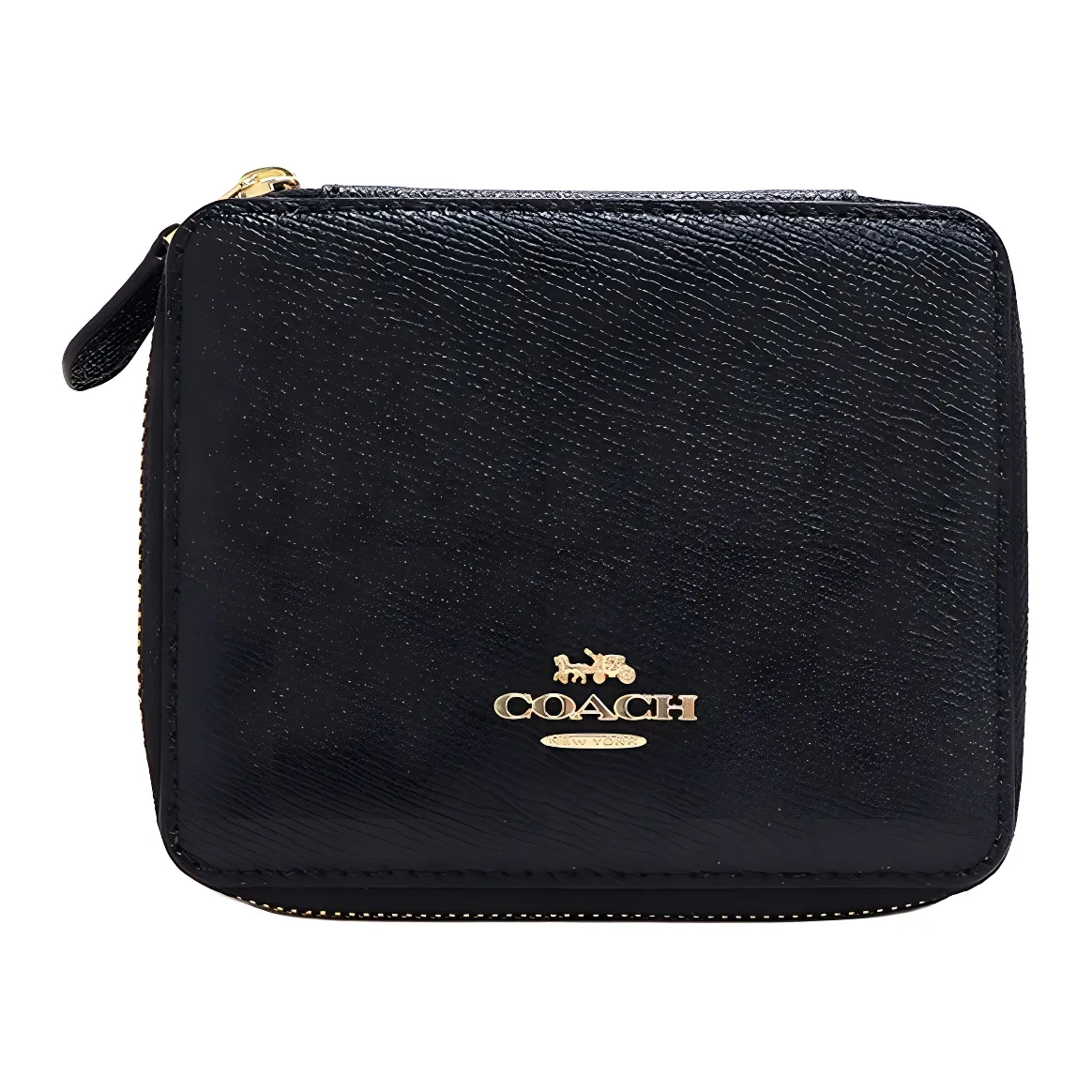 COACH Jewelry Box Cross Grain Leather Storage Boxes Mini Unisex Black