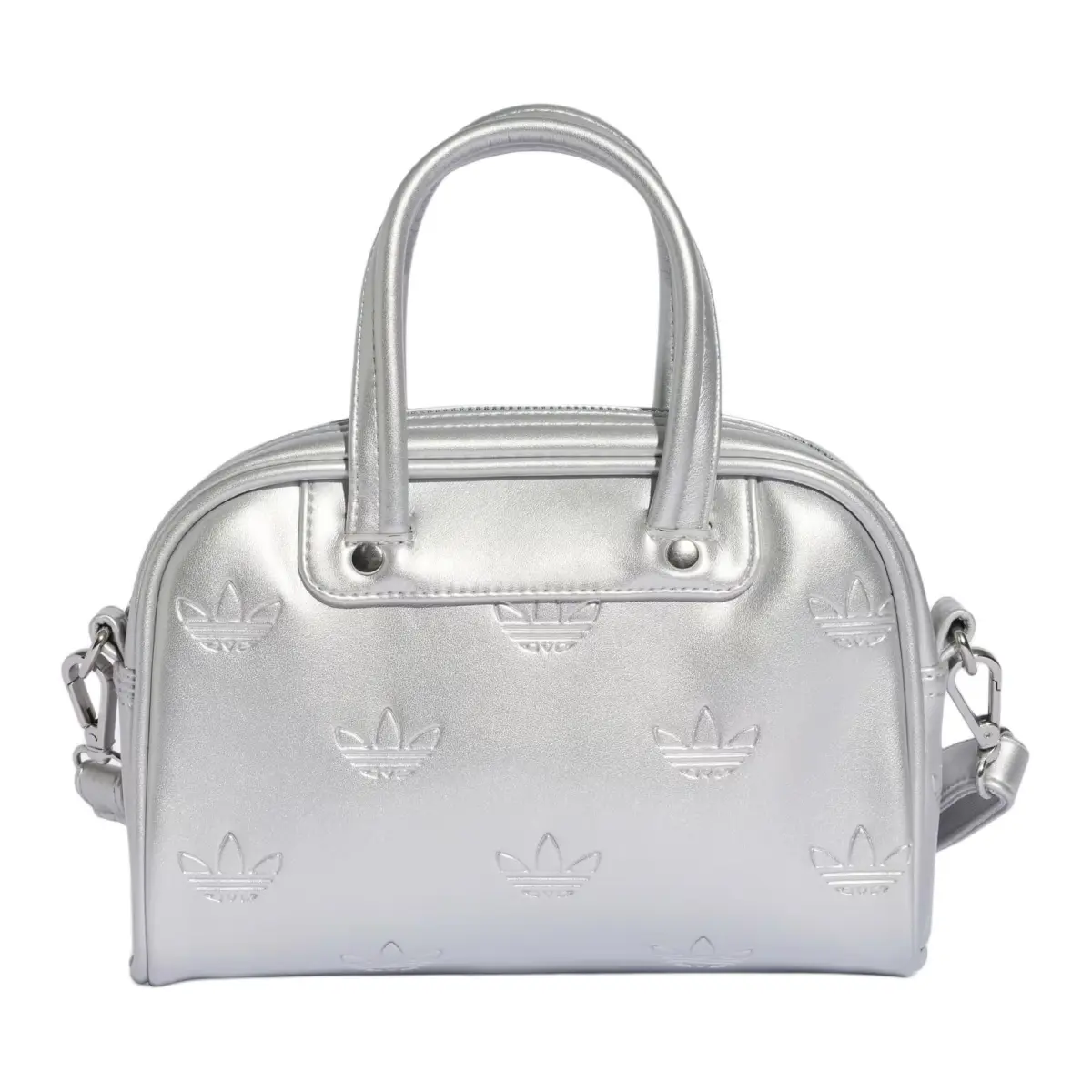 Adidas Originals Trefoil ADICOLOR Polyurethane Bowling Bag, Shoulder Bag, Handbag Mini Women's Silver