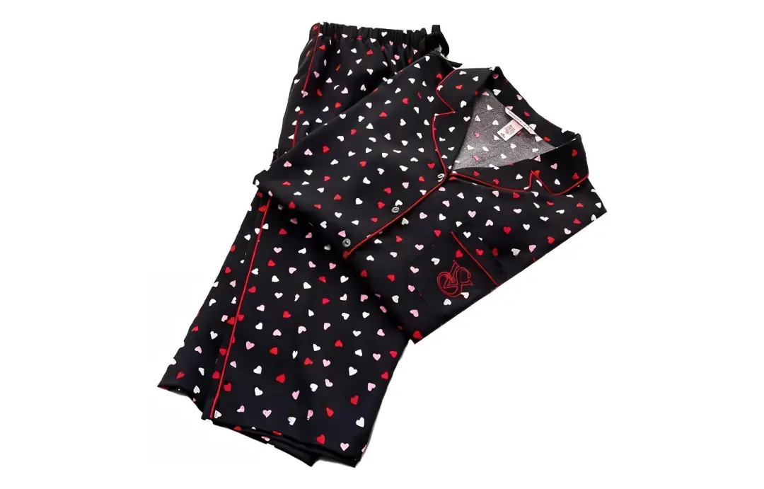 Victoria's Secret Pajama Set Women's Black Heart Print