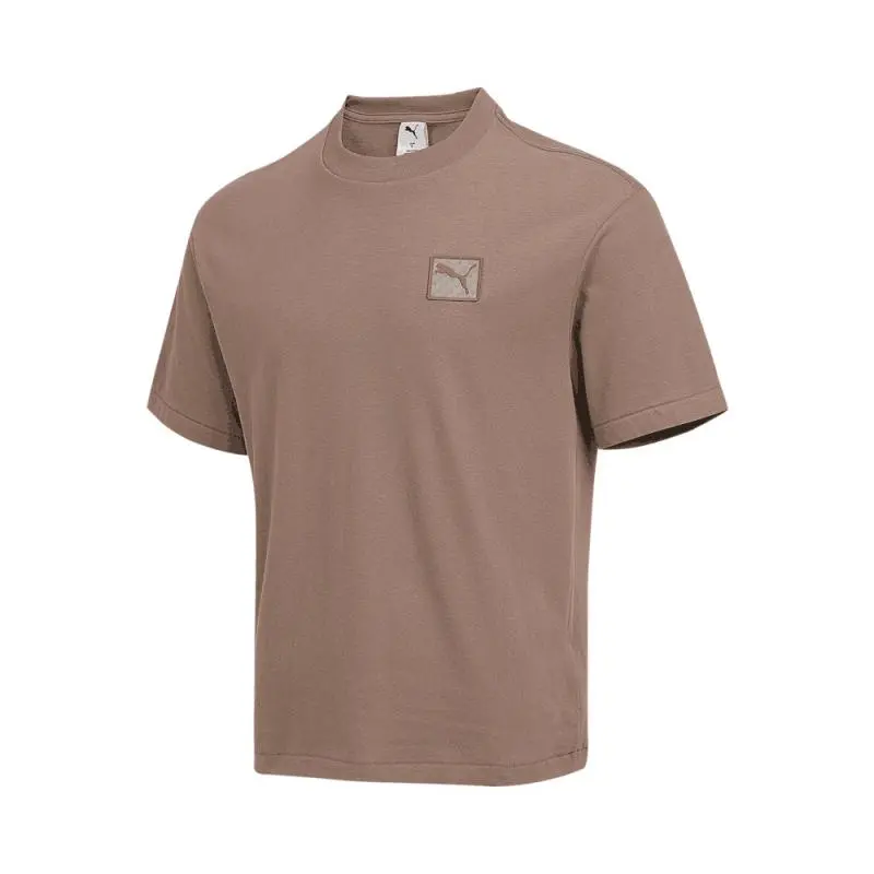 PUMA T-Shirts Men's Brown Crew Neck