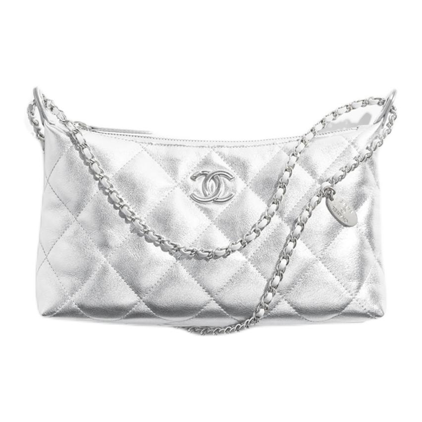 Женская сумка Chanel 25S C Logo (серебряная)