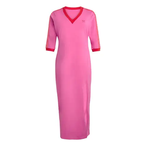 Adidas Originals Adicolor Classics 3 Stripes V Neck Maxi Dress Plus Size