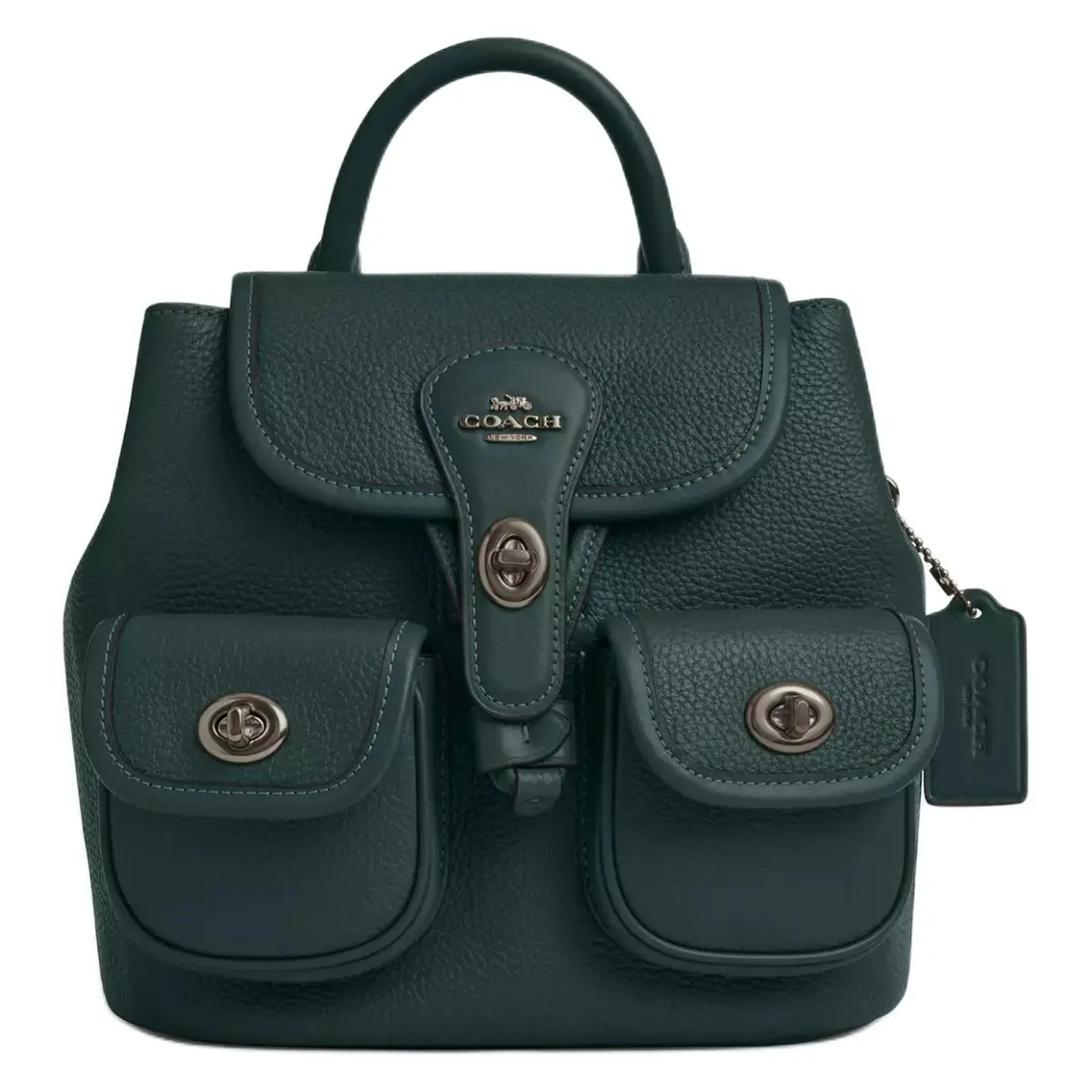 COACH Hadley Leather Backpack Medium Women's Dark Cyan