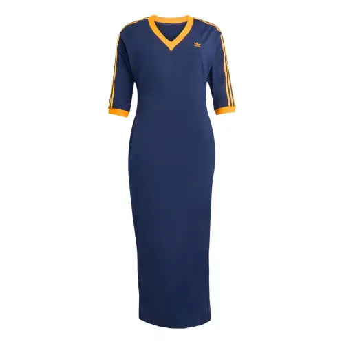 Adidas Originals Adicolor Classics 3 Stripes V Neck Maxi Dress Plus Size
