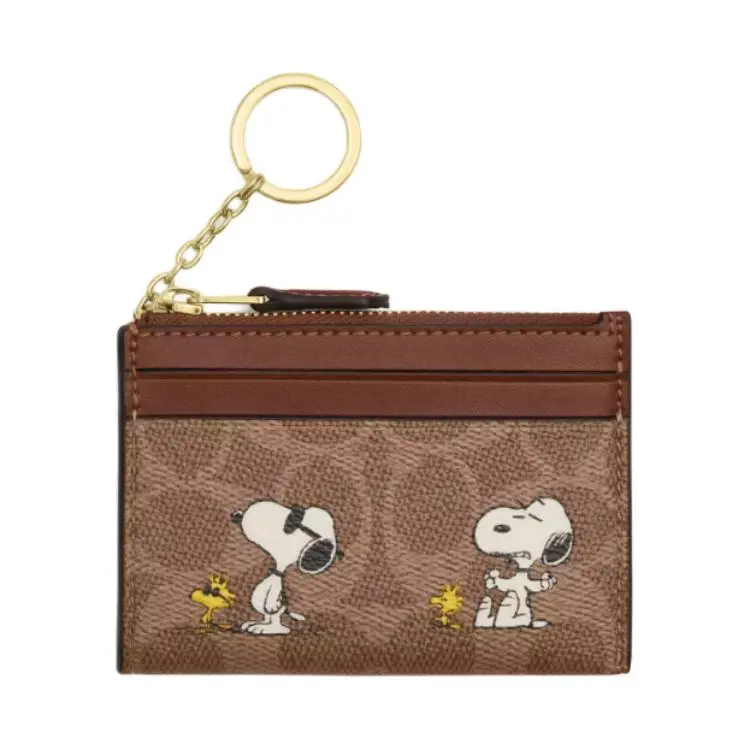 COACH X PEANUTS Collaboration Coated Canvas Card Holder Mini Women's Brown
