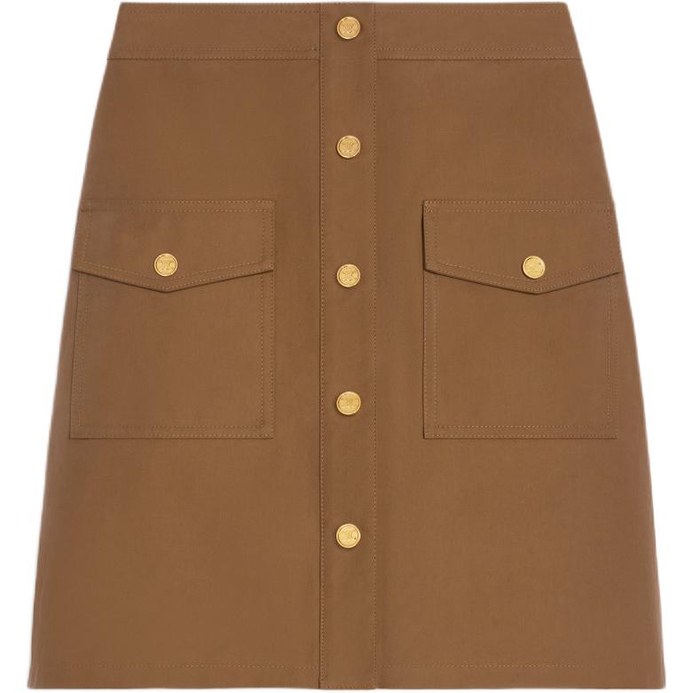 CELINE FW25 Casual Short Skirts Classic Fit Women's Dark Beige