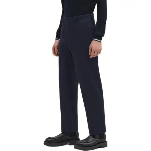 HERMES Casual Pants Men's Ocean Blue Moderate Straight Fit Pants