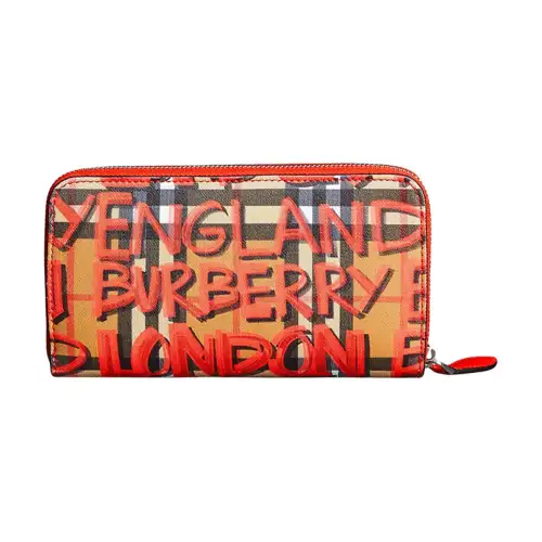 Burberry Calfskin Card Holder, Wallet Women's Red