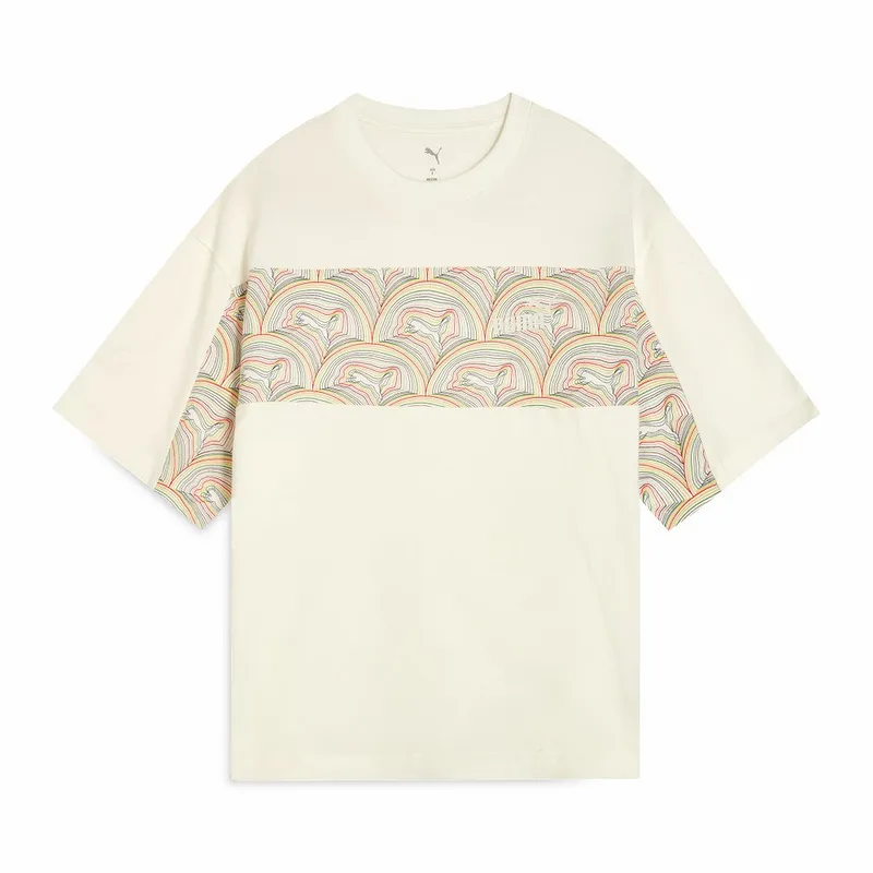 PUMA T-Shirts Men's Beige Crew Neck Moderate