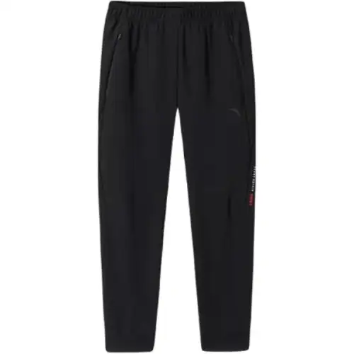 ANTA Knitted Sweatpants Men's Black Moderate Cuffed Pants