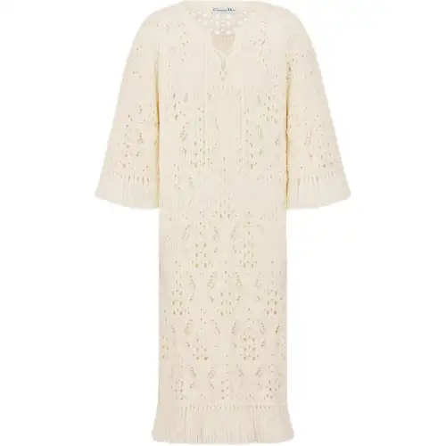 DIOR Dioriviera FW25 Long Sleeved Dress Regular Fit Women's Ecru