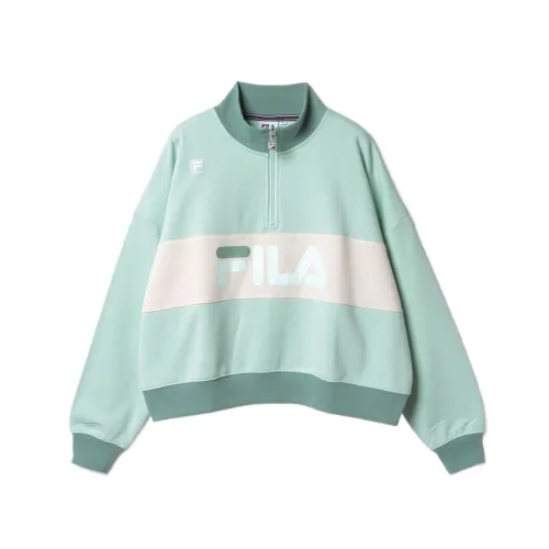 FILA Sweatshirts Women's Green Stand Collar Moderate