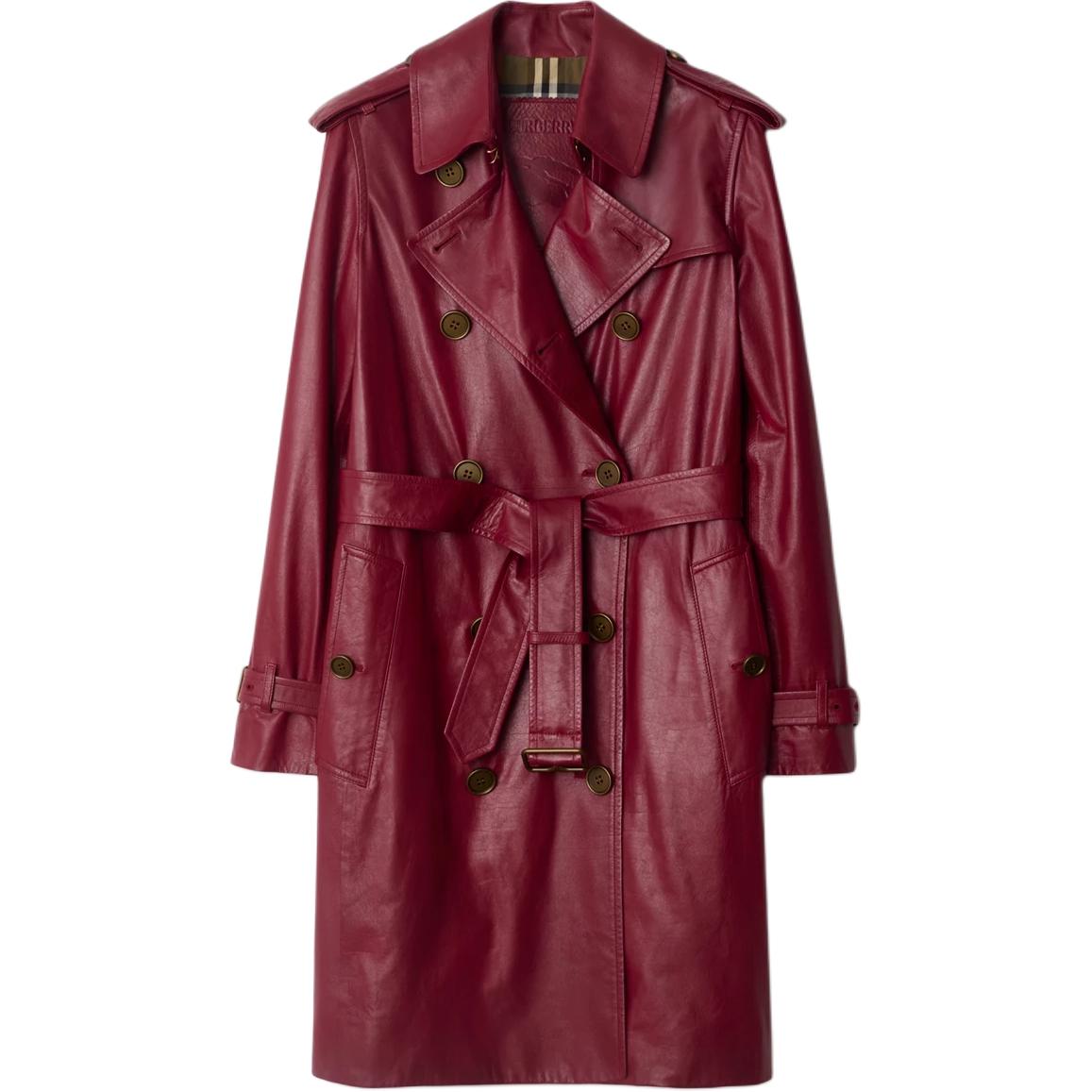 Burberry SS25 Leather Jacket Women's Raspberry Red
