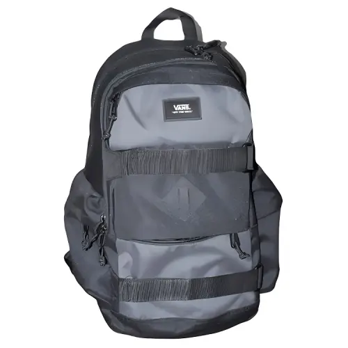 Vans Zip Closure Polyester Backpack Regular Unisex Gray Black Multicolor