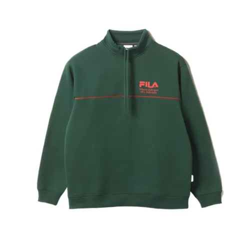 FILA BIELLA Sweatshirts Men's Green Stand Collar Moderate Regular