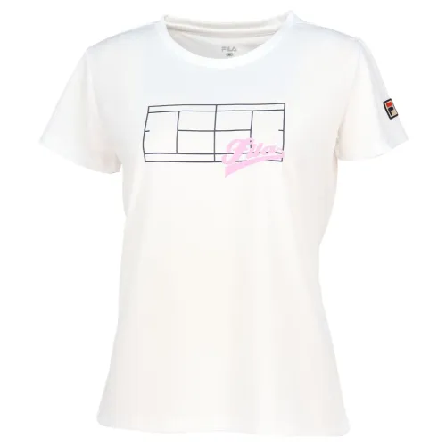 FILA T Shirts Women's White Crew Neck Moderate Nipped In Waist