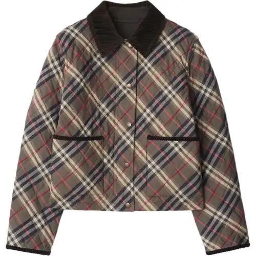 Burberry Checked Quilted Press-Stud Jacket
