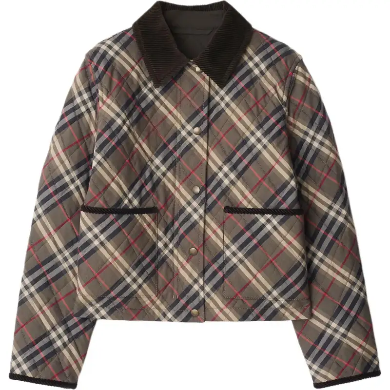 Burberry Checked Quilted Press-Stud Jacket