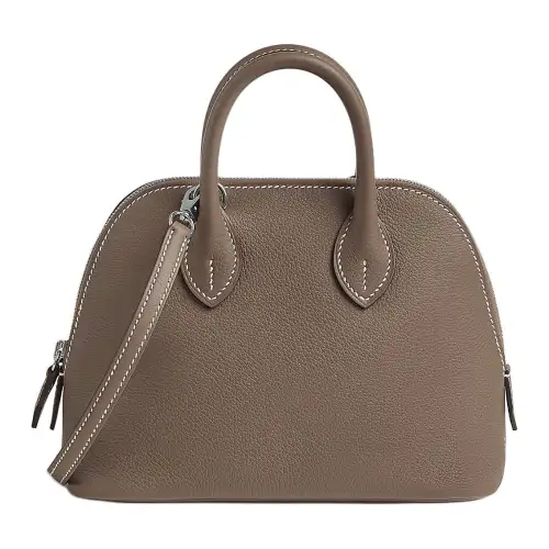 HERMES Bolide Silver Tone Buckle Evercolor Leather Bowling Bag, Handbag, Shoulder Bag, Crossbody Bag Mini Unisex