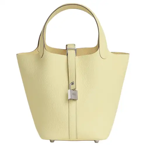 HERMES Picotin Lock Clemence Bullock Leather Basket Bag, Bucket Bag, Handbag 18 Women's I8 Jaune Milton Yellow