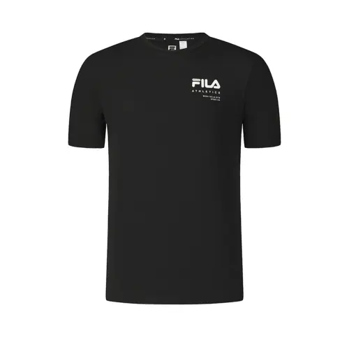 FILA Fitness T Shirts Men's Pitch Black BK Crew Neck Moderate Straight Fit