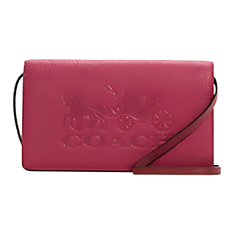 COACH Anna Pebbled Leather Crossbody Bags Small Women's Peach Pink
