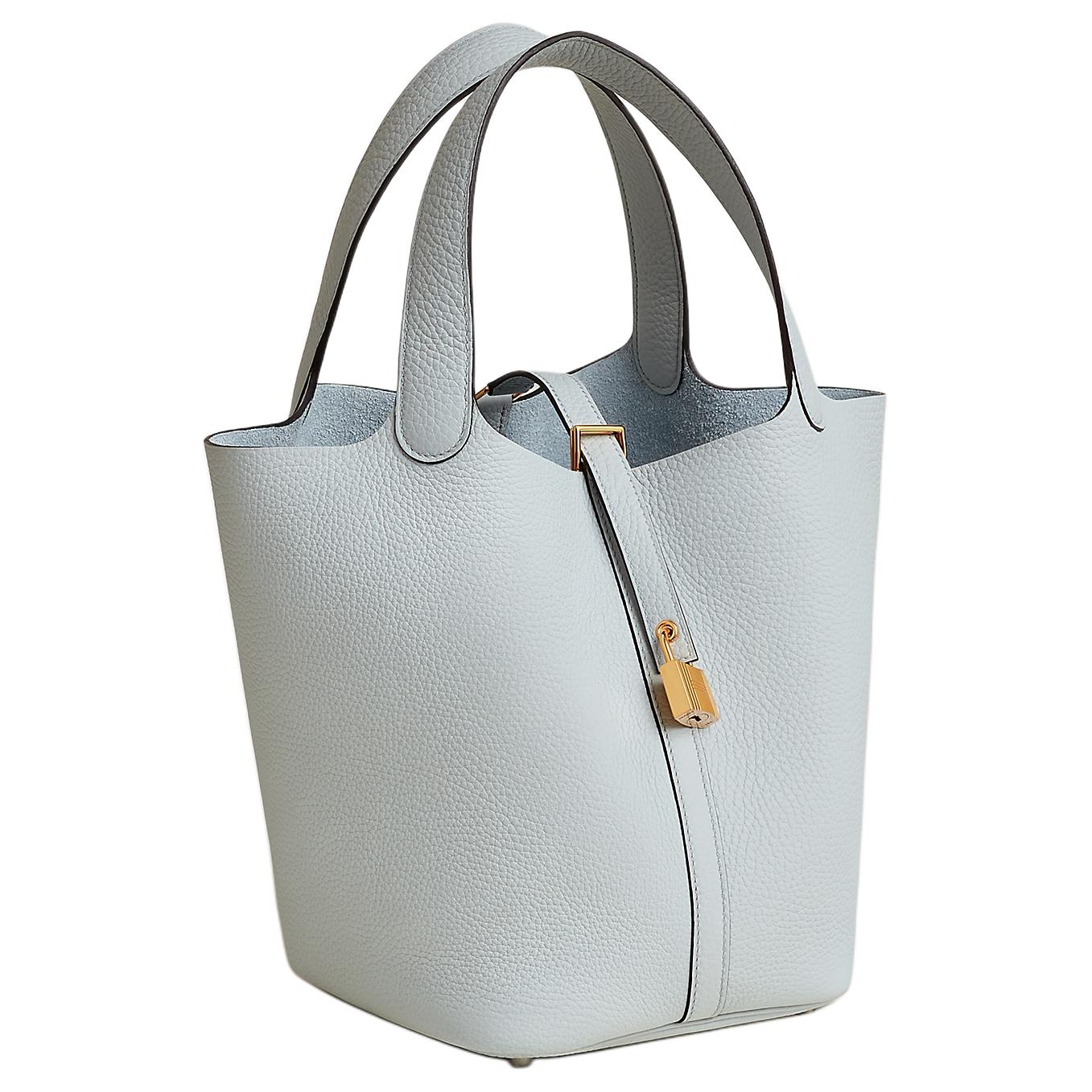 Женская сумка Hermes Picotin Lock 22 Clemence 22 08 Bleu Pale (светло-голубая) — фото 2