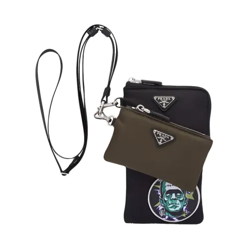PRADA Recycled Nylon Coin Purse Men's Black & Olive Green