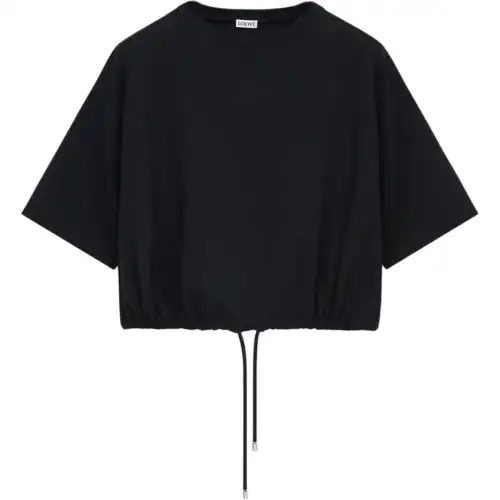 LOEWE SS25 Drop Shoulder Sleeve T Shirt Women's Black