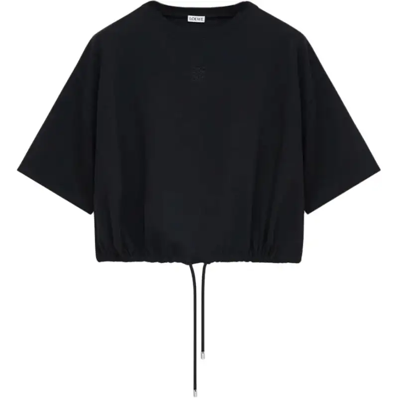 LOEWE SS25 Drop Shoulder Sleeve T Shirt Women's Black