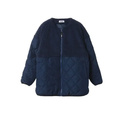 FILA Velvet Jackets Women's Marine Blue Crew Neck Moderate
