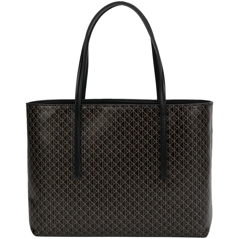 CALVIN KLEIN Coated Fabric Shoulder Bag Large Women's Space Black