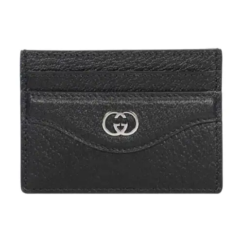 GUCCI Leather Card Holder Men's Black